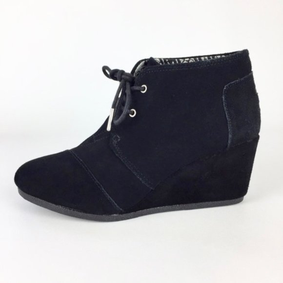 Toms Desert Wedge Black Suede Lace Up Ankle Boots 8.5 - Picture 7 of 16